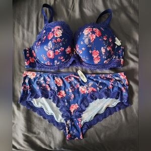 Blue And Pink Bra And Panties Set 42DD/1X
